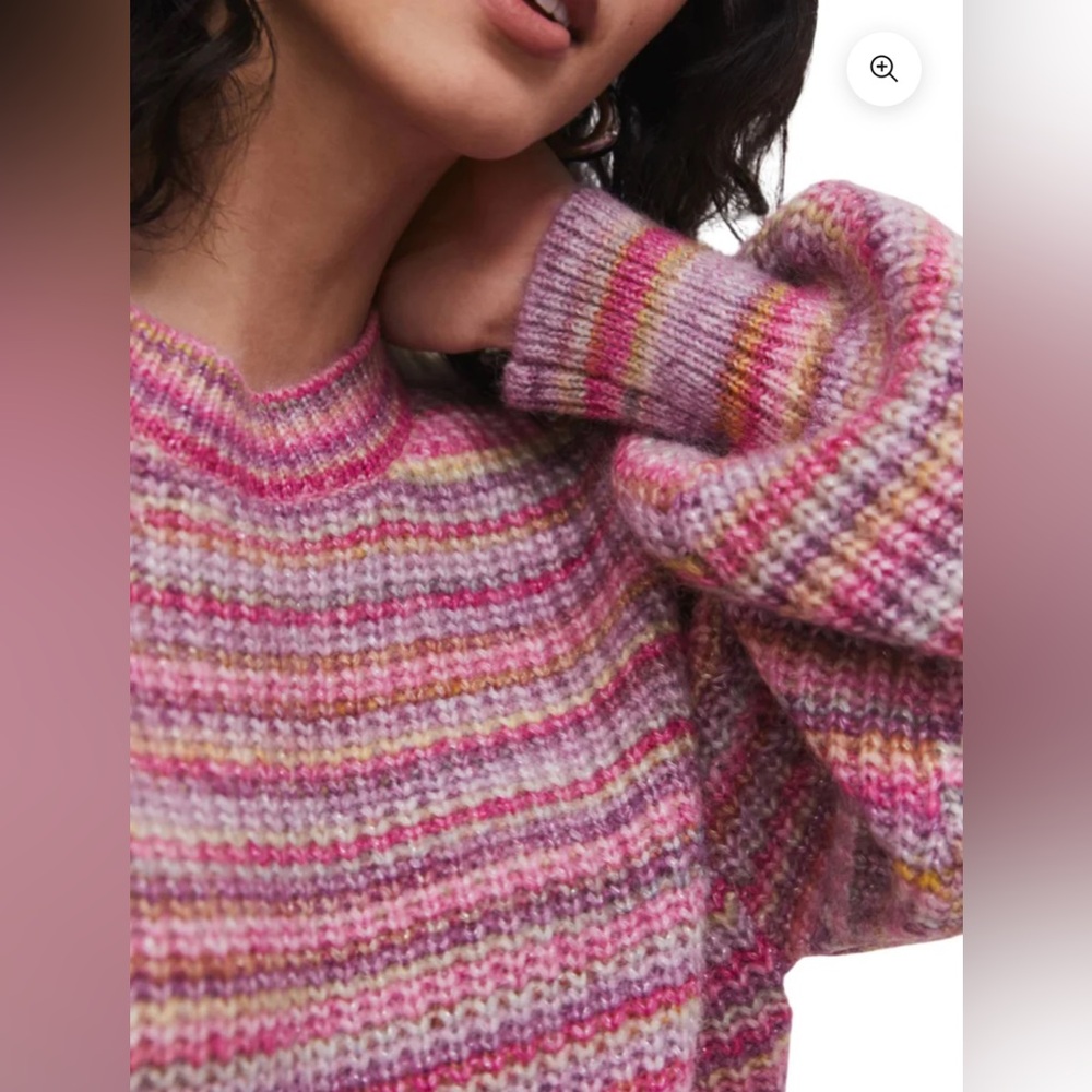 Z Supply Pink and Purple Crew Neck Sweater Size medium